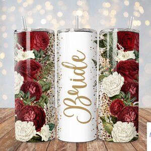 Floral Bride Tumbler, Bride Tumbler With Flowers, Bridal Shower Gift